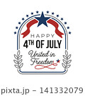 Happy 4th of july united in freedom patriotic badge graphic with independence patriotic celebration american illustration 141332079