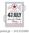 Classic postage stamp design for 4th of july independence celebration with independence american patriotic illustration 141332080