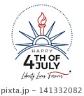 Patriotic 4th of july design featuring torch and liberty concept independence american patriotic illustration celebration 141332082