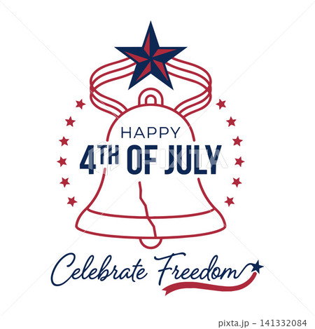 Happy 4th of july celebration graphics with american liberty bell symbol independence american patriotic celebration national 141332084