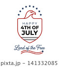 Happy 4th of july land of the free american eagle shield design with patriotic independence american national typography 141332085