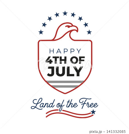 Happy 4th of july land of the free american eagle shield design with patriotic independence american national typography 141332085