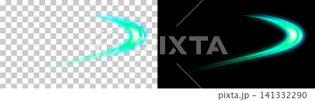 Green light trails, Speedlight motion blur, transparent background material. Green light trails, Speedlight motion blur, transparent background material. 141332290