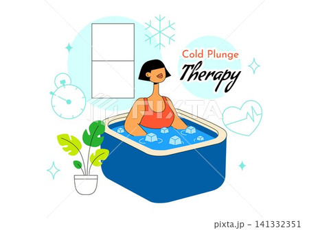 Cold Plunge Therapy Vector Illustration Featuring Ice Bath Recovery, Wellness Treatment, Muscle Recovery, Health Therapy, and Athletic Rehabilitation Cold Plunge Therapy Vector Illustration Featuring Ice Bath Recovery, Wellness Treatment, Muscle Recovery, Health Therapy, and Athletic Rehabilitation 141332351