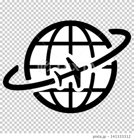 地球儀と飛行機を組み合わせた旅行や物流イメージのアイコン 地球儀と飛行機を組み合わせた旅行や物流イメージのアイコン 141333312