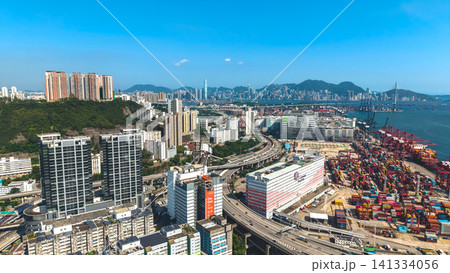 July 11 2026. Hong Kong Container Port And Skyline Across Harbour 141334056