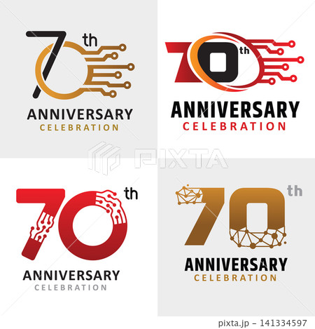 set of number 70 years anniversary celebration technology 141334597