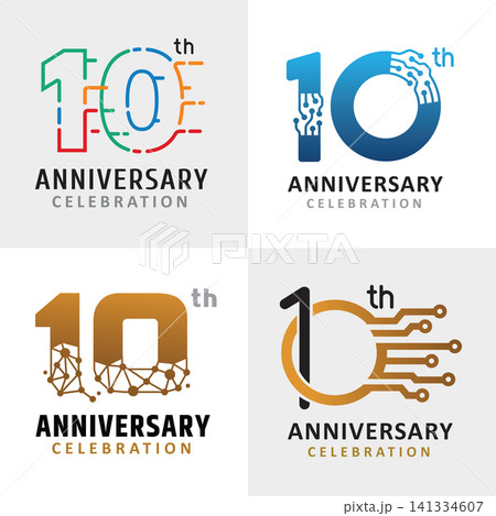 set of number 10 years anniversary celebration technology 141334607