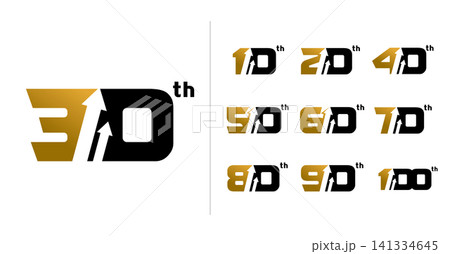 Set of anniversary modern golden arrow number Set of anniversary modern golden arrow number 141334645