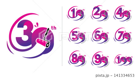 Set of anniversary modern paint number Set of anniversary modern paint number 141334653