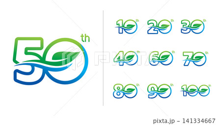 Set of anniversary water and leaf number 141334667
