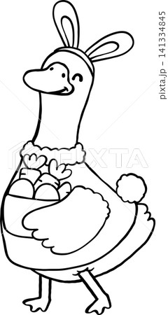 Cartoon Porch Goose Spring Dress Up Outline Wearing Easter Bunny Outfit Illustration Hand Drawn Cartoon Porch Goose Spring Dress Up Outline Wearing Easter Bunny Outfit Illustration Hand Drawn 141334845