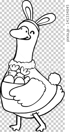 Cartoon Porch Goose Spring Dress Up Outline Wearing Easter Bunny Outfit Illustration Hand Drawn Cartoon Porch Goose Spring Dress Up Outline Wearing Easter Bunny Outfit Illustration Hand Drawn 141334845