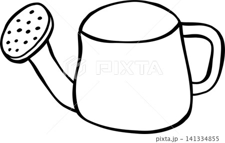 Black and White Watering Can Outline Illustration Black and White Watering Can Outline Illustration 141334855