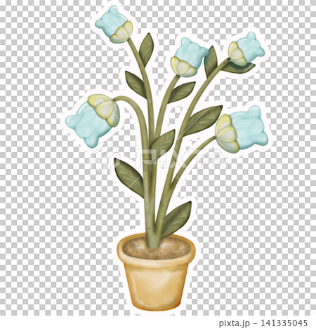 Set of cute kawaii Flowers in pots stickers elements. hand drawn pastel color.Watercolor Potted Plants. Set of cute kawaii Flowers in pots stickers elements. hand drawn pastel color.Watercolor Potted Plants. 141335045