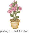 Set of cute kawaii Flowers in pots stickers elements. hand drawn pastel color.Watercolor Potted Plants. 141335046