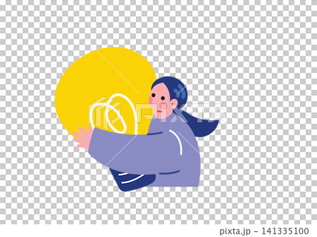 アイディアを閃くビジネス女性のイラスト 141335100