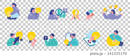 アイディアを閃くビジネスパーソンのイラストセット 141335170