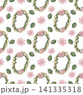 Seamless pattern of flower and Border flower pastel color style cute transparent background, Hand drawn watercolor illustration. For paper, textiles and seasonal fabric. 141335318