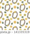 Seamless pattern of flower and Border flower pastel color style cute transparent background, Hand drawn watercolor illustration. For paper, textiles and seasonal fabric. 141335319
