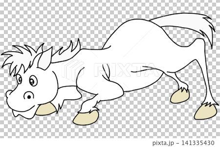 手書き動物イラスト☆白馬 141335430