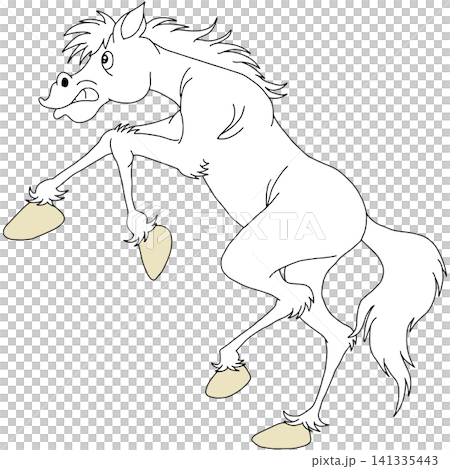 Hand-drawn animal illustration ☆ White horse Hand-drawn animal illustration ☆ White horse 141335443