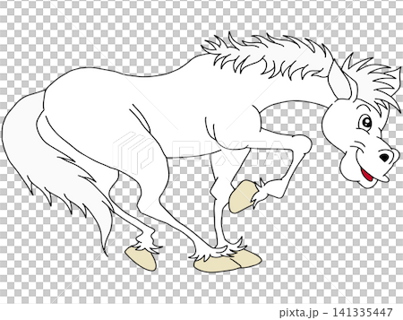 手書き動物イラスト☆白馬 141335447