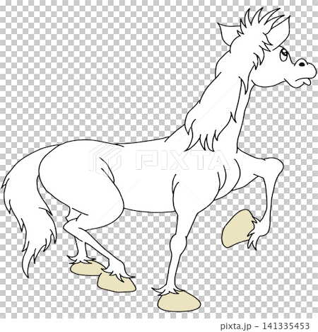 Hand-drawn animal illustration ☆ White horse Hand-drawn animal illustration ☆ White horse 141335453