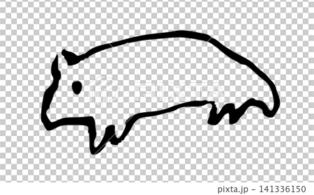 【背景透過】歩く動物のモノクロ手描き線画 141336150