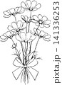 線画のコスモスの花束 141336253