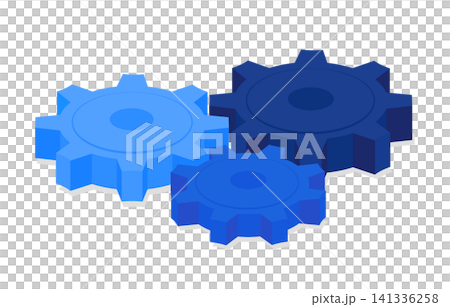 An illustration of three interconnected blue gears, vector graphic. An illustration of three interconnected blue gears, vector graphic. 141336258