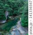 夏の新緑に包まれた吹割渓谷と吹割の滝の自然景観　群馬県沼田市 141336567