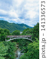 夏の新緑に包まれた吹割渓谷と吹割の滝の自然景観　群馬県沼田市 141336573