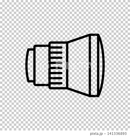Minimal bold line icon of a short throw projector lens for home cinema setup. Minimal bold line icon of a short throw projector lens for home cinema setup. 141336893