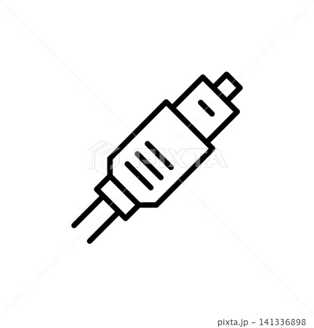Minimal line icon of a digital optical audio toslink connector cable. Minimal line icon of a digital optical audio toslink connector cable. 141336898