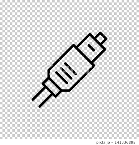 Minimal line icon of a digital optical audio toslink connector cable. Minimal line icon of a digital optical audio toslink connector cable. 141336898