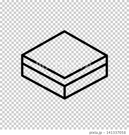 Line icon of a foam acoustic isolation pad wedge for decoupling studio monitors. 141337058