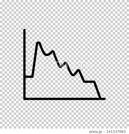 Linear icon of an RTA frequency spectrum graph displaying acoustic room response or noise. Linear icon of an RTA frequency spectrum graph displaying acoustic room response or noise. 141337063
