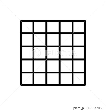 Minimal icon of a 2D or QRD acoustic diffuser panel grid pattern for sound treatment. Minimal icon of a 2D or QRD acoustic diffuser panel grid pattern for sound treatment. 141337066