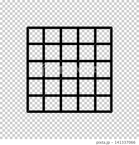 Minimal icon of a 2D or QRD acoustic diffuser panel grid pattern for sound treatment. Minimal icon of a 2D or QRD acoustic diffuser panel grid pattern for sound treatment. 141337066