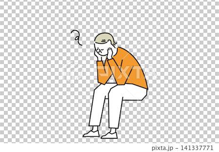 うつむき思い悩む女性 141337771