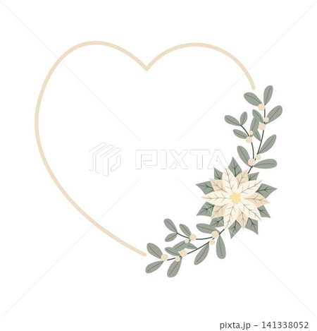 Christmas frame with white poinsettia flower.Design for New Year and Christmas cards, scrapbooking, stickers, planner, invitations Christmas frame with white poinsettia flower.Design for New Year and Christmas cards, scrapbooking, stickers, planner, invitations 141338052