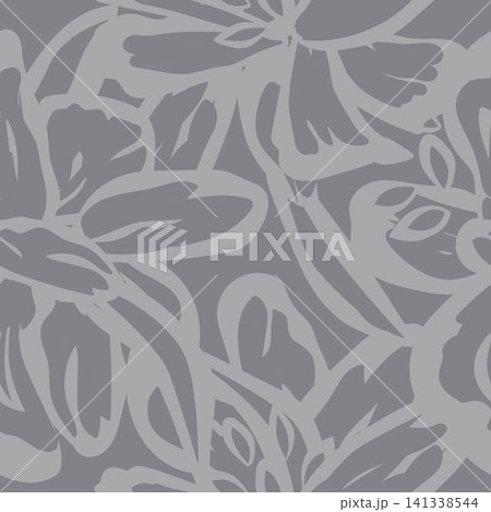 Botanical Floral textile pattern design in gray for fashion and home textiles Botanical Floral textile pattern design in gray for fashion and home textiles 141338544