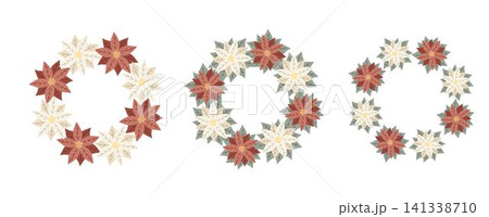 Christmas wreaths with white and red poinsettia. Design for New Year and Christmas cards, scrapbooking, stickers, planner, invitations Christmas wreaths with white and red poinsettia. Design for New Year and Christmas cards, scrapbooking, stickers, planner, invitations 141338710