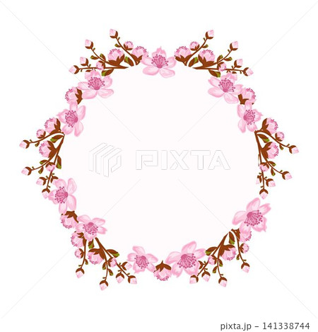 Elegant floral wreath with spring flowers. Design for invitation or greeting cards Elegant floral wreath with spring flowers. Design for invitation or greeting cards 141338744