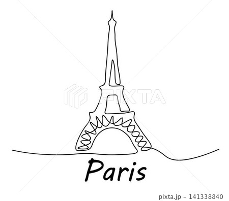 Paris Eiffel tower continuous one line drawn. Paris attractions illustration Paris Eiffel tower continuous one line drawn. Paris attractions illustration 141338840