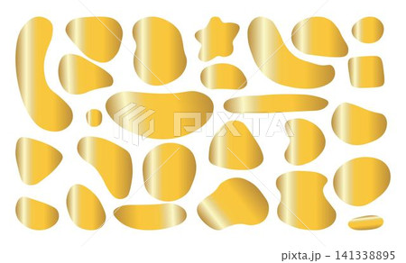 Set of gold organic shapes. liquid shapes, graphic design elements. Bright luxury color Set of gold organic shapes. liquid shapes, graphic design elements. Bright luxury color 141338895