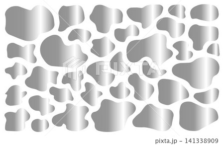 Set of silver organic shapes. liquid shapes, graphic design elements. Bright luxury color 141338909