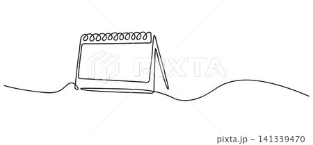 Loose-leaf calendar continuous line drawing. Organizer concept. Time planer concept 141339470