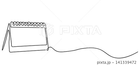 Loose-leaf calendar continuous line drawing. Organizer concept. Time planer concept Loose-leaf calendar continuous line drawing. Organizer concept. Time planer concept 141339472